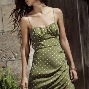 Zara Printed Polka Dot Corset Style Dress Tie Back.